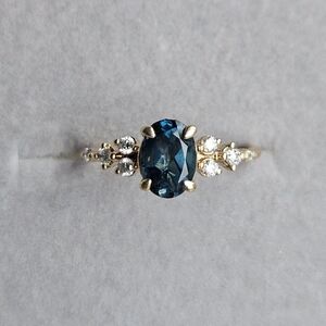 Blue Sapphire and Diamond Accent Ring - Unbranded